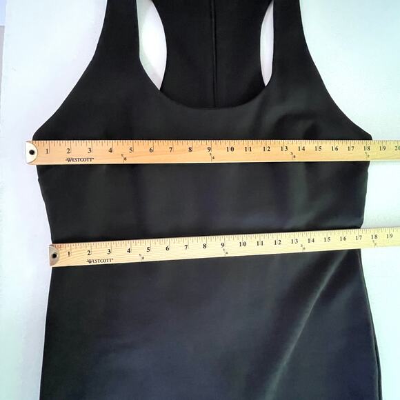 Boston Proper Scoop Neck Racerback Dress Sz 12 Black Sleeveless Bodycon Stretch - Picture 6 of 8